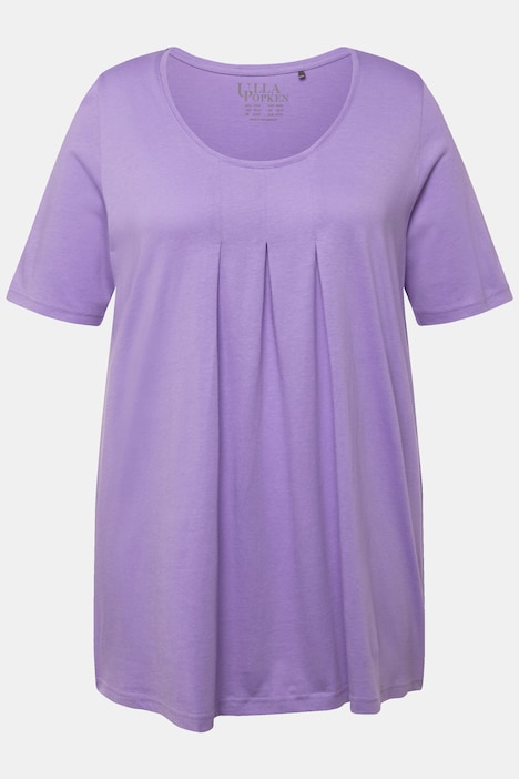 T-Shirt, Zierfalten, A-Linie, Rundhals, Halbarm, Modal