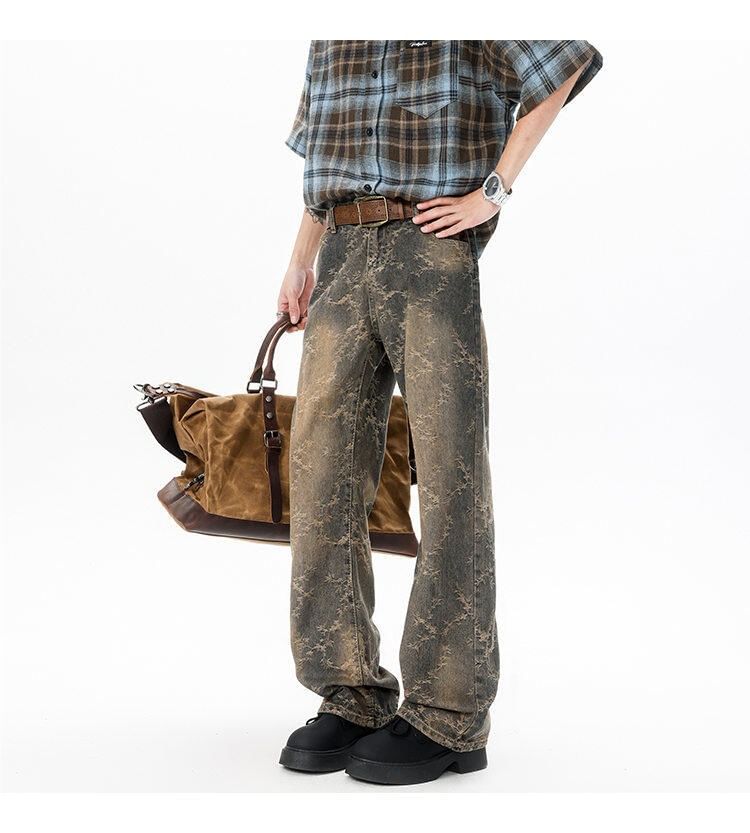 Sheck - Mid Rise Washed Distressed Straight Leg Jeans (diverse designs)