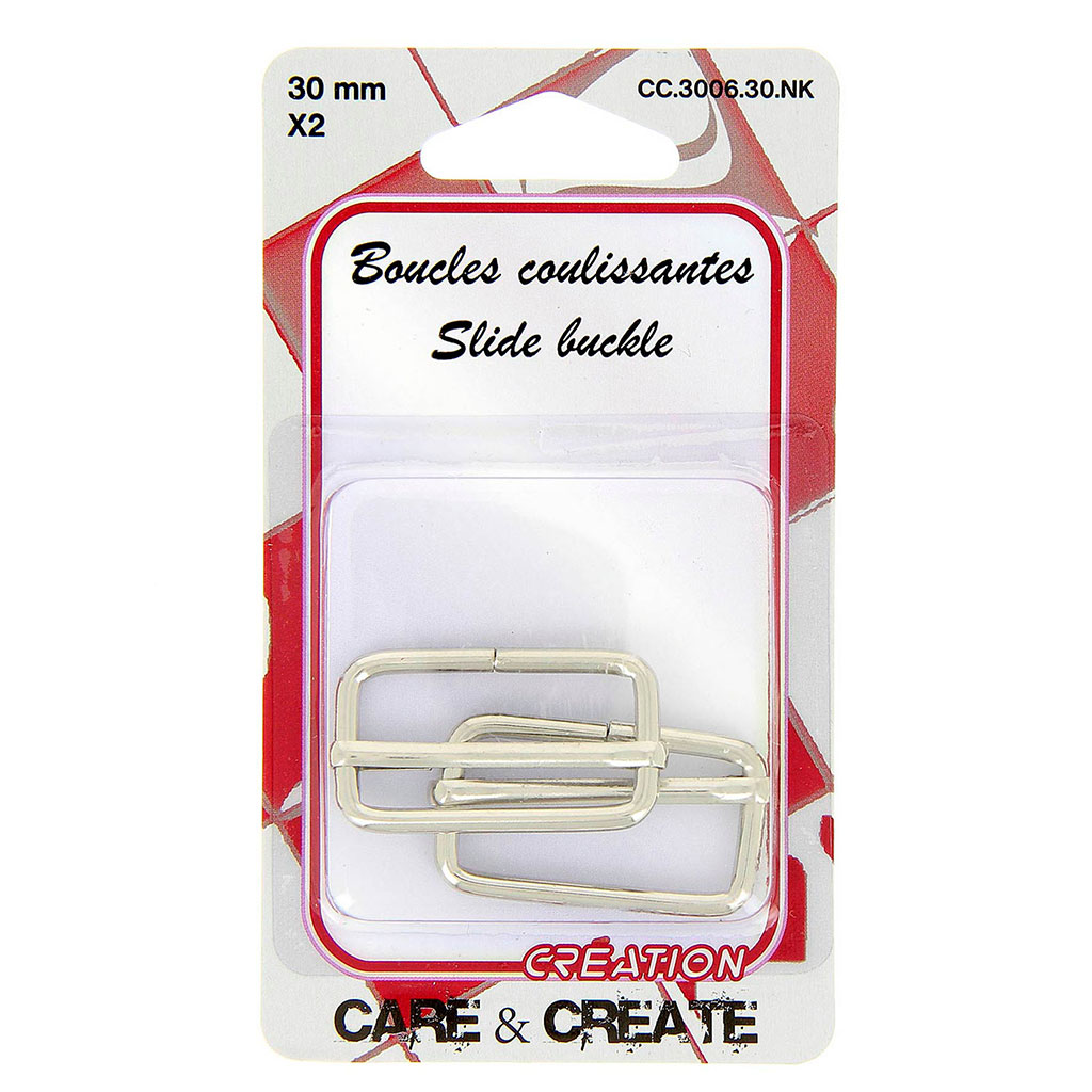 Lot de 2 boucles réglages 30mm argenté