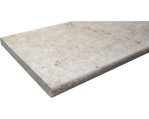 FLAIRSTONE Roma beige zwembadrand, recht, 1 lange zijde afgerond, 115 x 37 x 3 cm