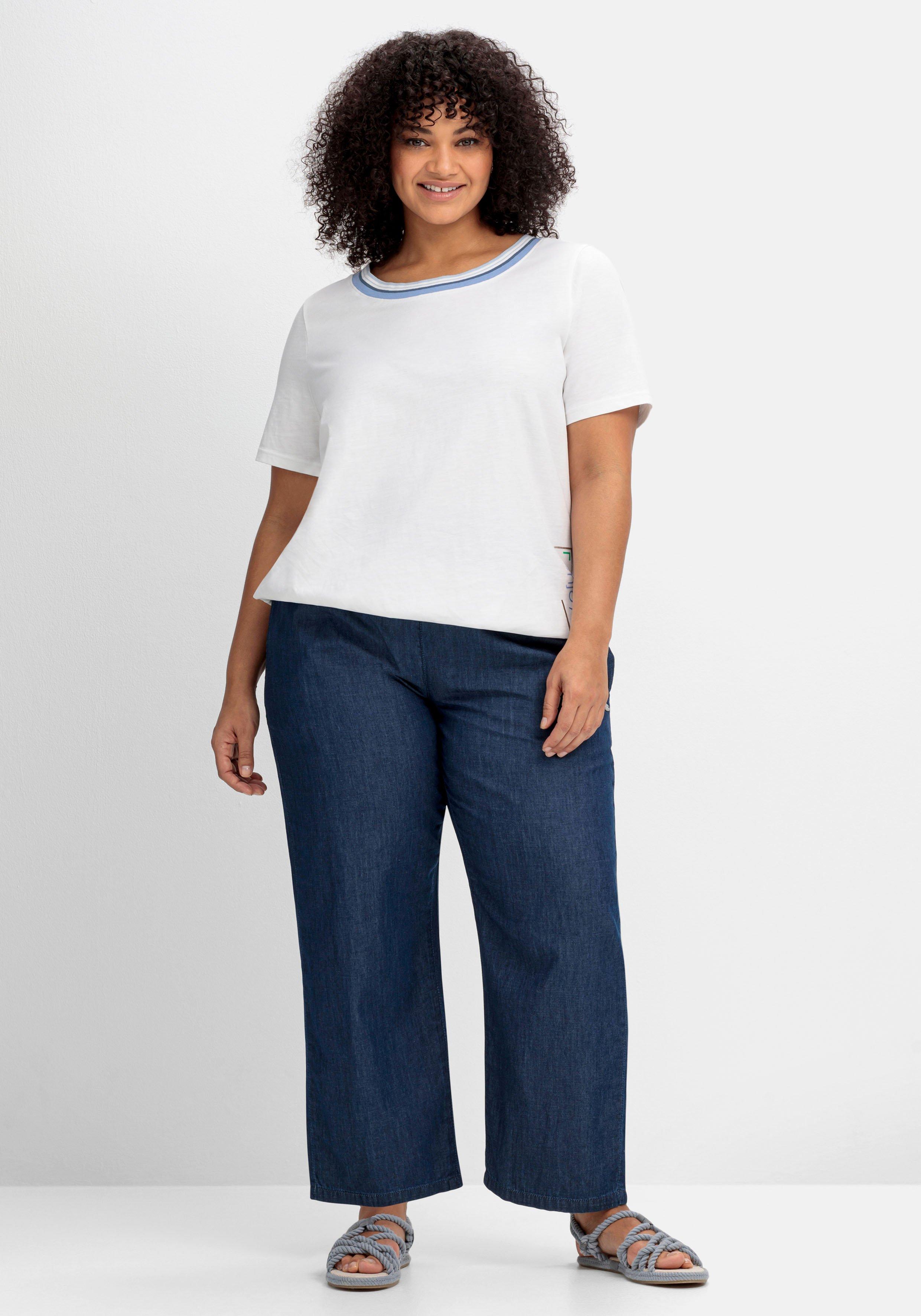 Weite Jeans mit Smokbund, in Knöchellänge
