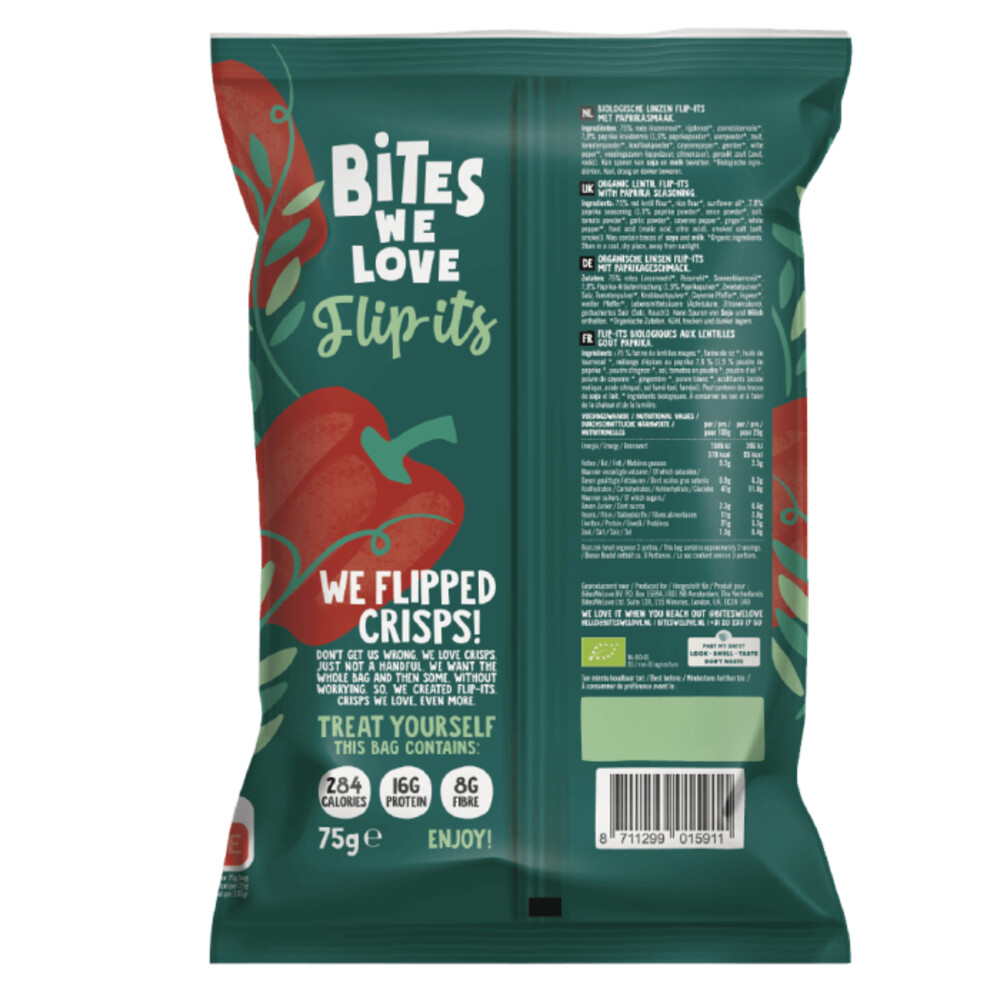 3x BitesWeLove Flip-its Bio Paprika75 gr