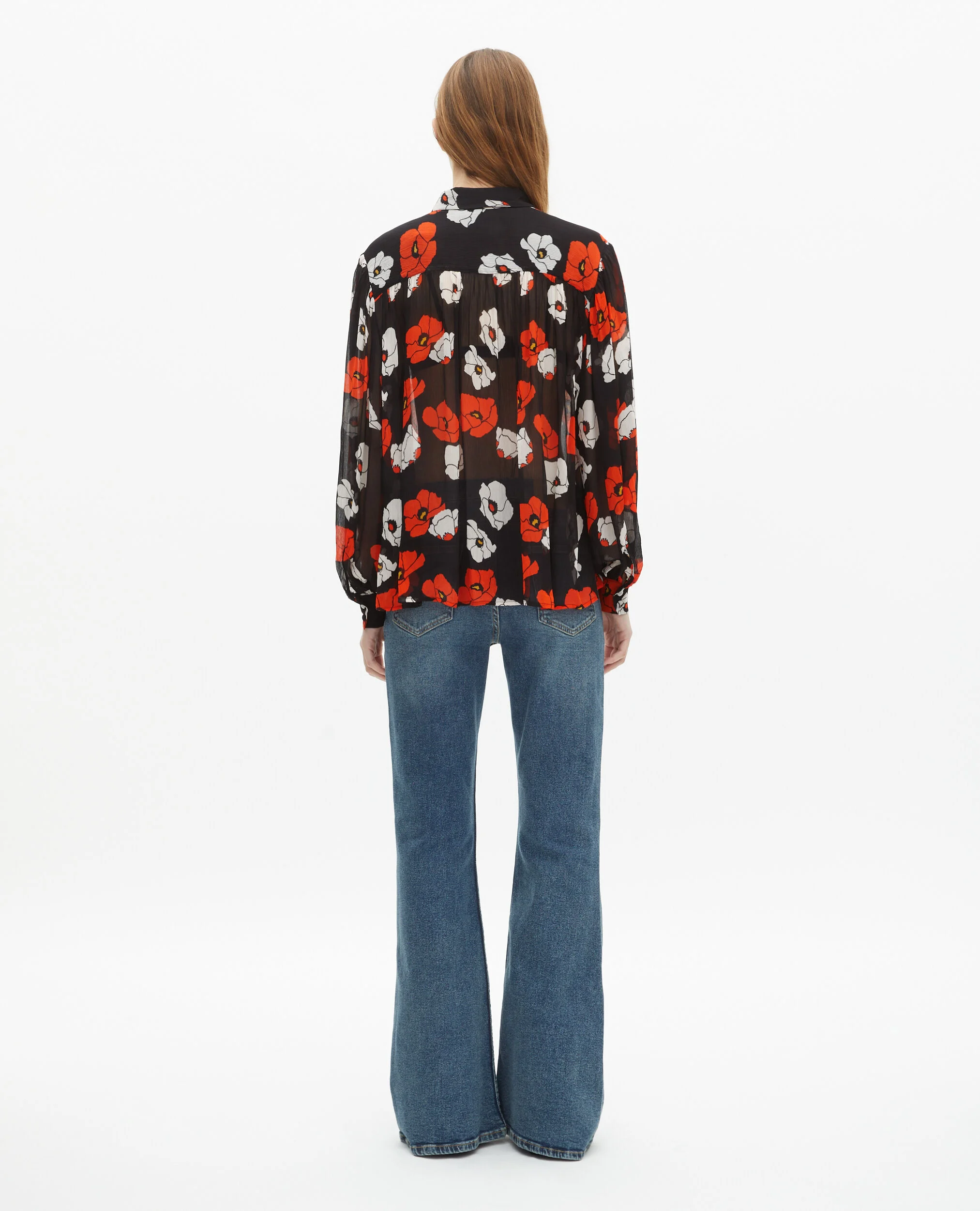 Chemise ample imprimé fleuri noire