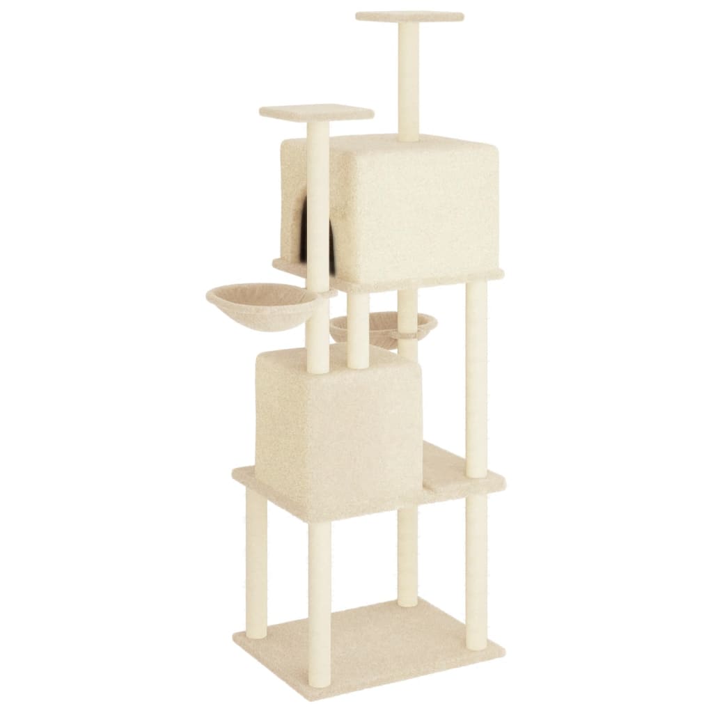 Arbre à chat avec griffoirs en sisal crème 180 cm