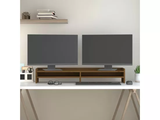 Support de moniteur Marron miel 100x24x16 cm Bois de pin solide