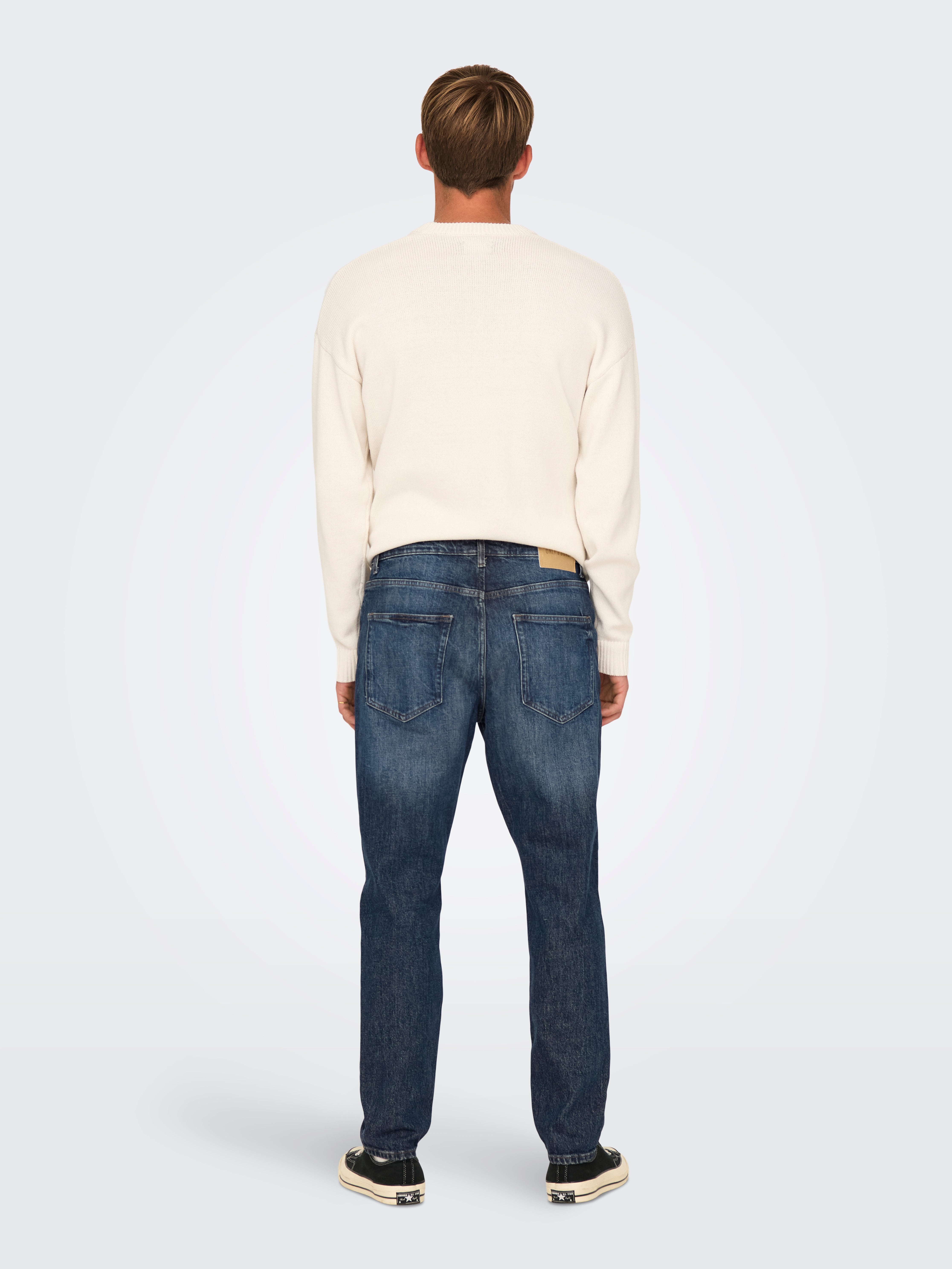 ONSYOKE Mittlere Taille Komfort Fit Jeans Dark Blue Denim