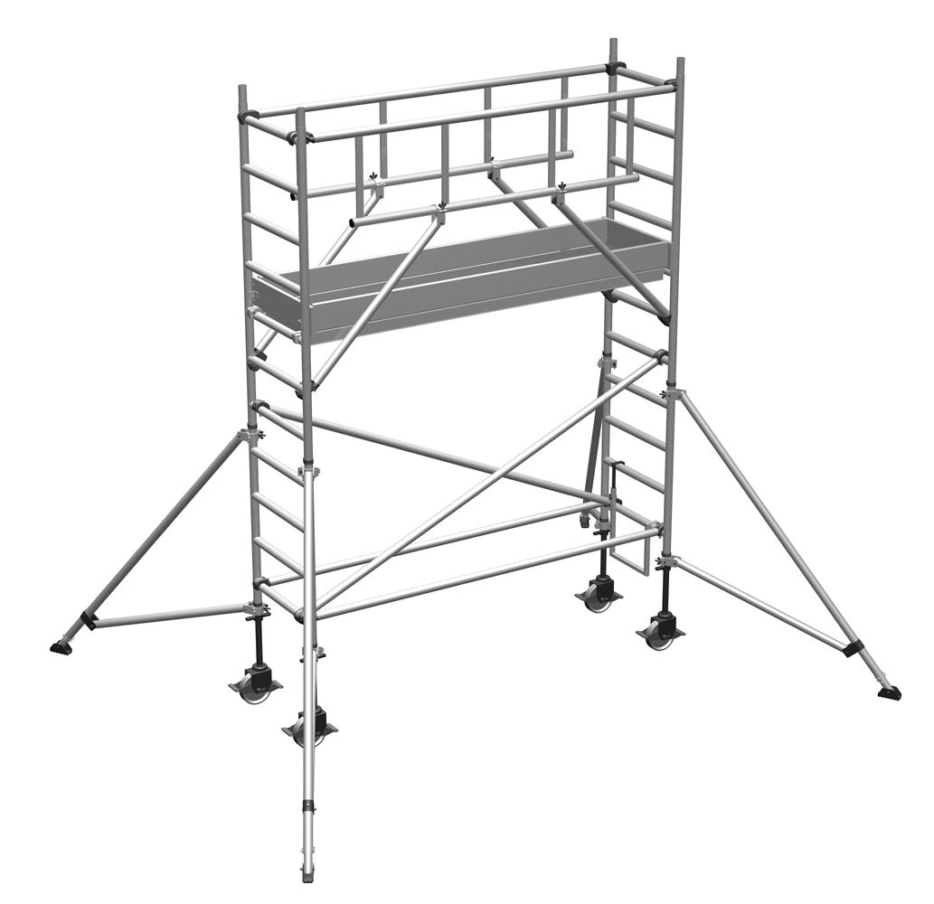 Zarges MultiTower S-PLUS 1T rolsteiger met 2,50m stempels, 4,45m platformlengte, AH