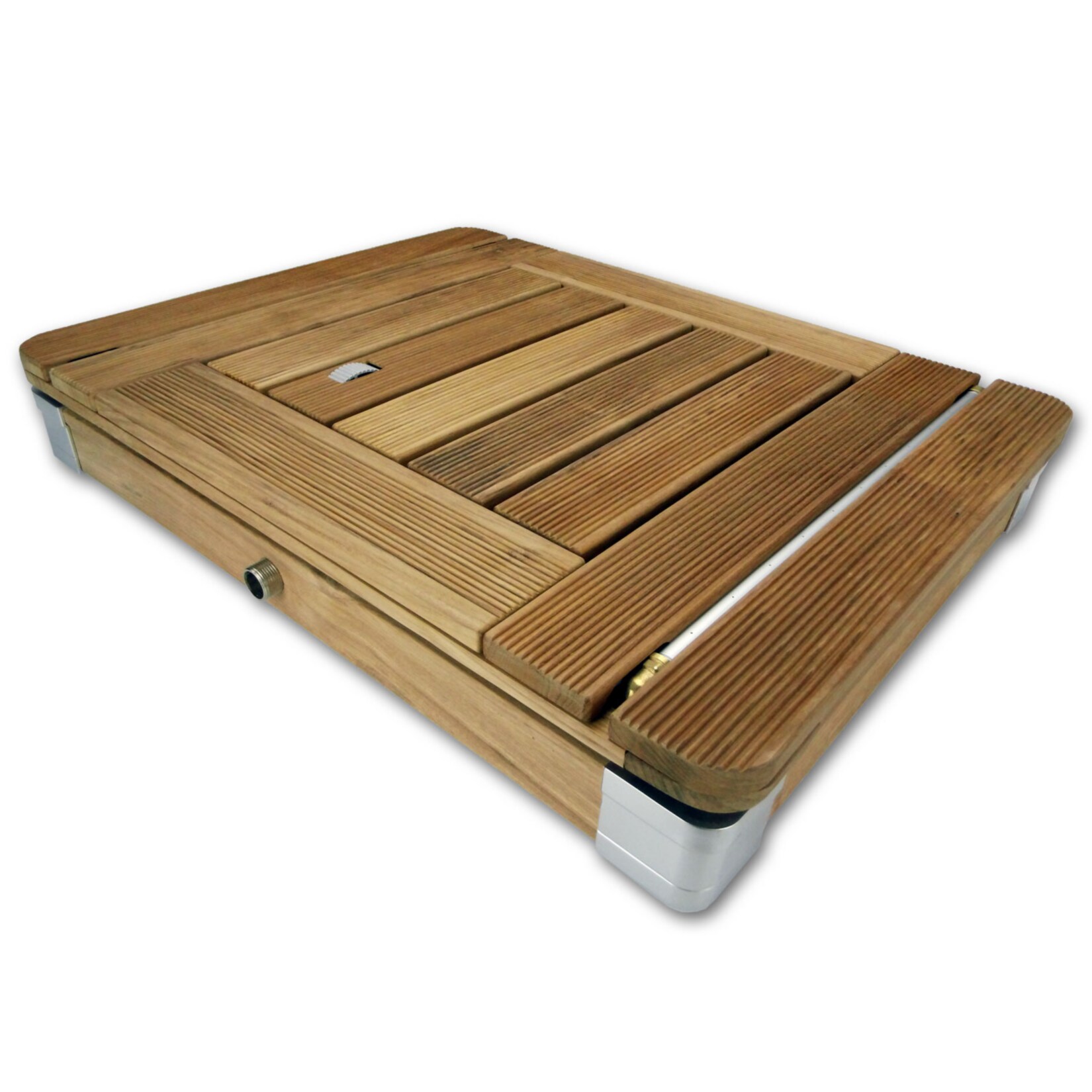 Mobile Gartendusche Bodendusche aus massivem Teak-Holz