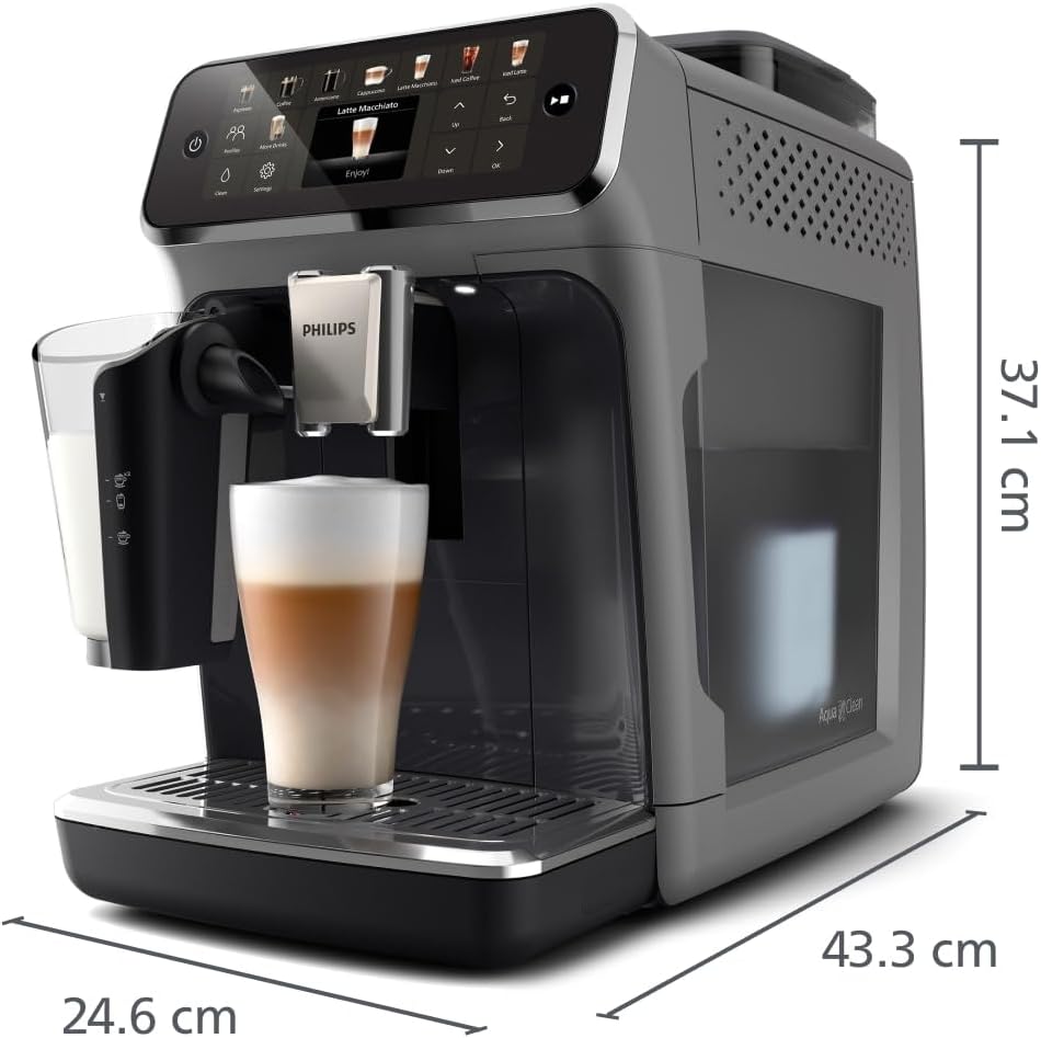Série 5400 Machine Expresso - Café à Grain - LatteGo Mousseur à Lait, 12 Spécialités de Café, Affichage Intuitif, 4 Profils Utilisateur, Chrome (EP5447/90)