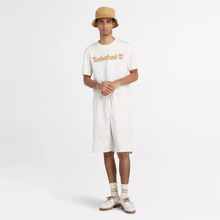 T-shirt à logo linéaire pour homme en blanc