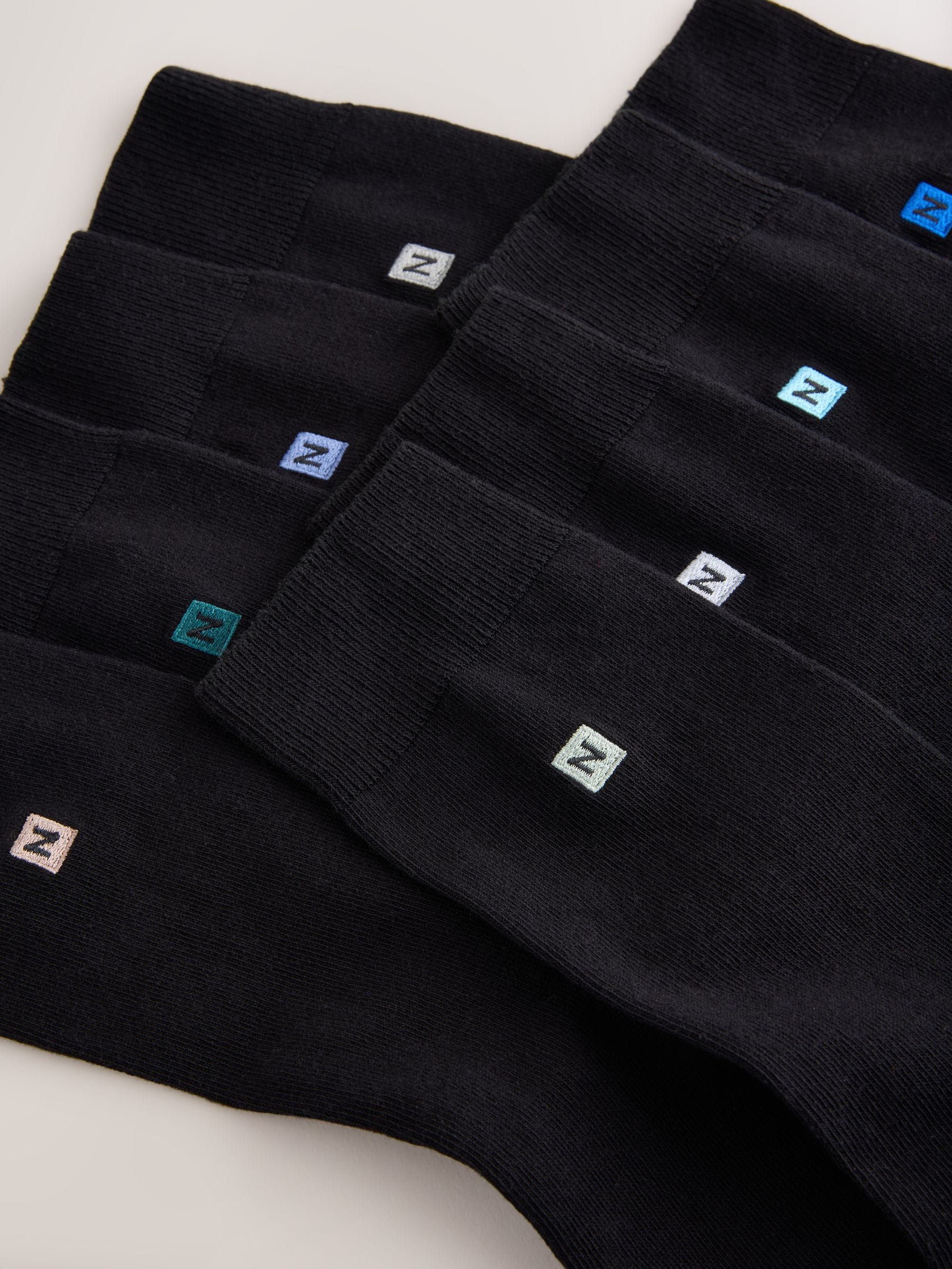 Blauw/grijs logo - 8 Paar fris blijvende sokken met borduursel