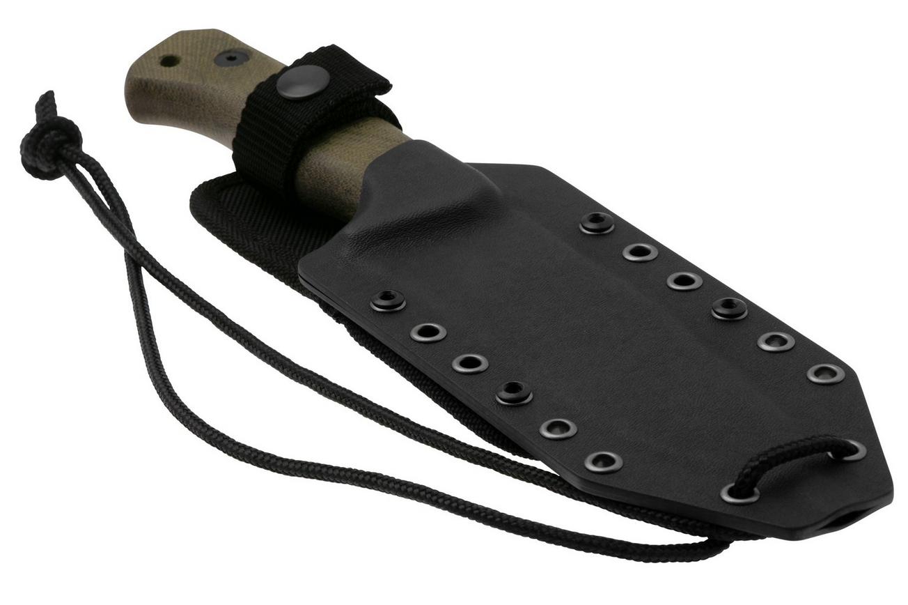 LionSteel T6 Old Black, Green Canvas Micarta T6B-CVG vaststaand mes