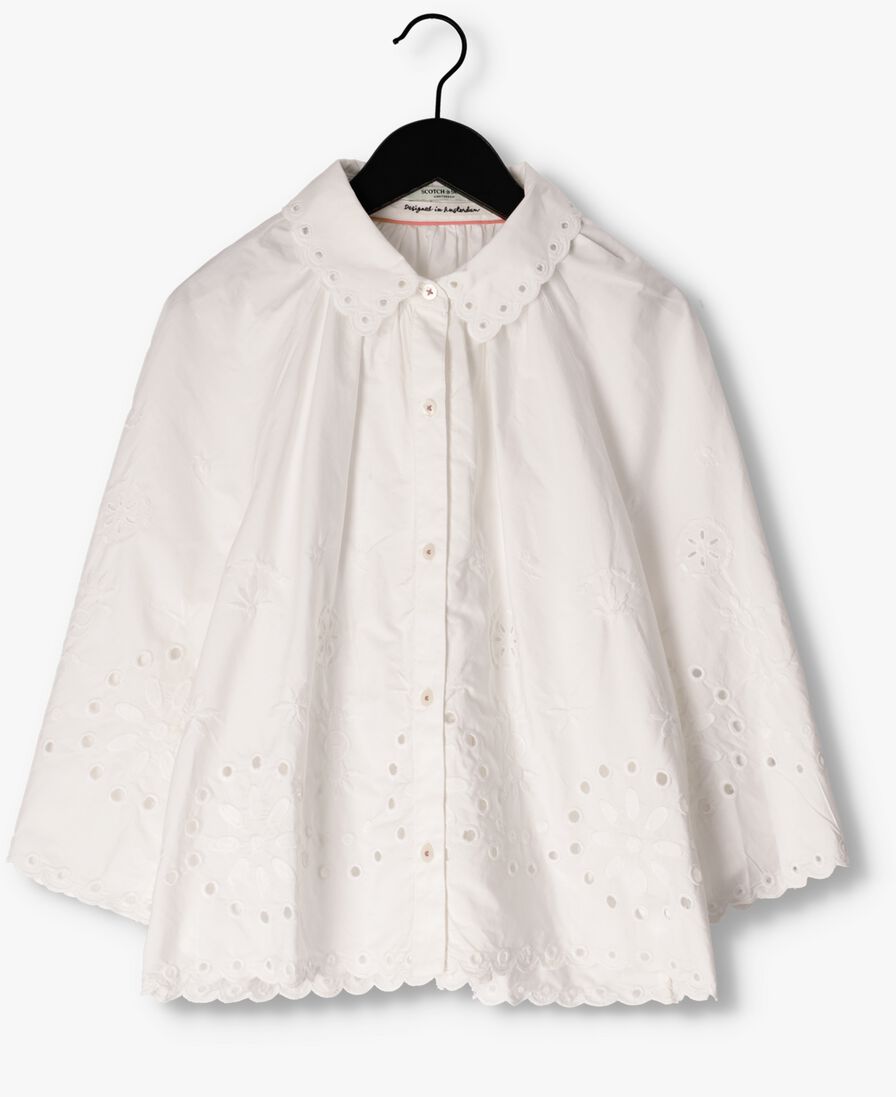 SCOTCH & SODA witte scotch & soda blouse crop shirt with broderie anglaise in organic cotton