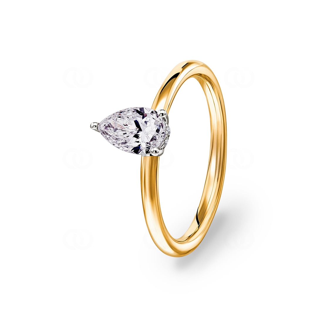 0.82ct Tropfen Solitärring 750/18 K Gelbgold