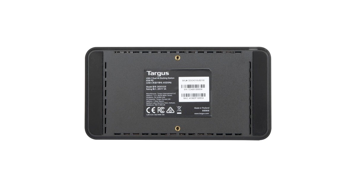 TargusUniversal USB-C DV4K Docking Station  (Zwart, + 65W Power Delivery)