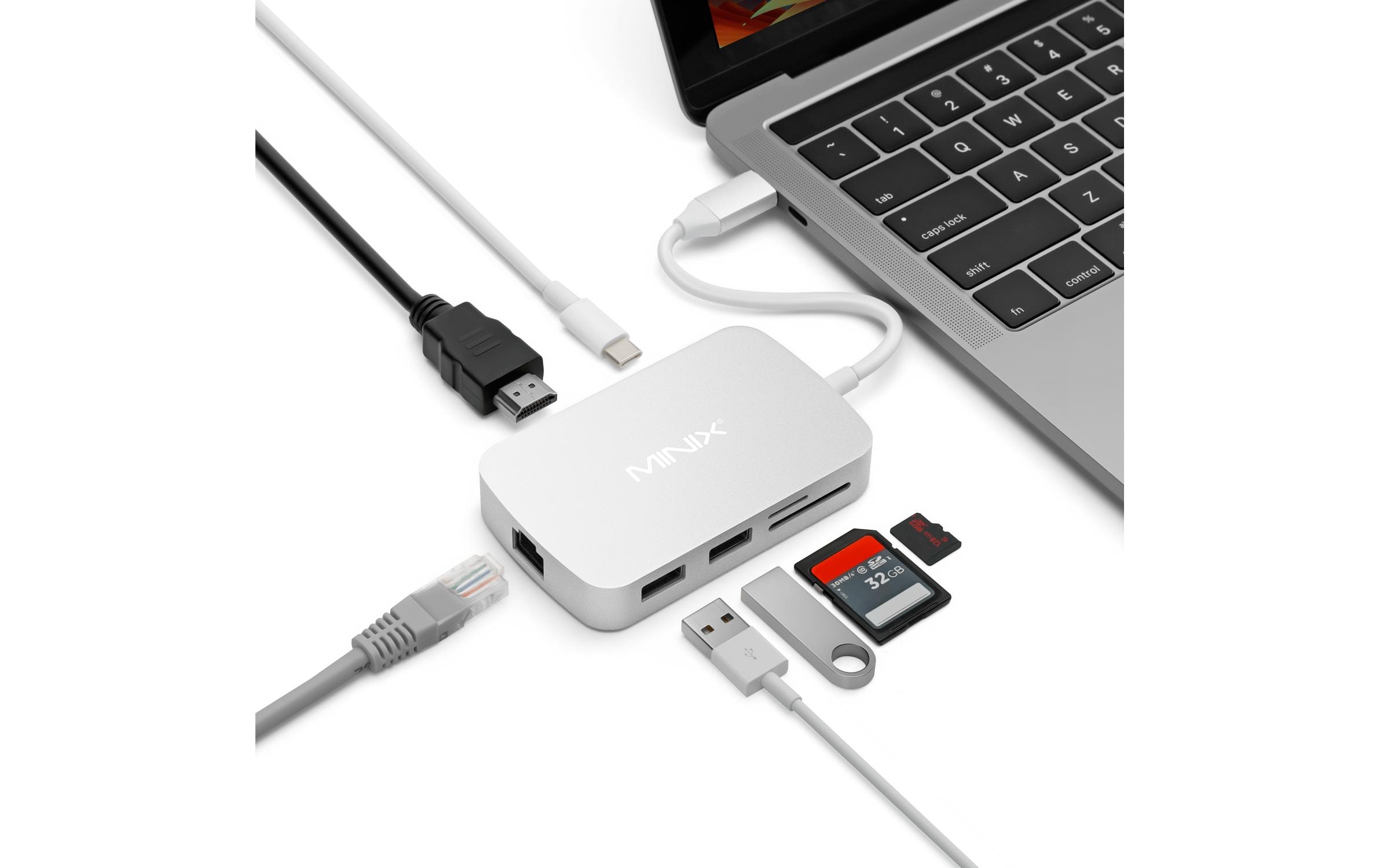 Multiadapter NEO C-GSI SilberUSB C Multiport Adapter  with Gigabit Ethernet + 4K @ 60Hz HDMI