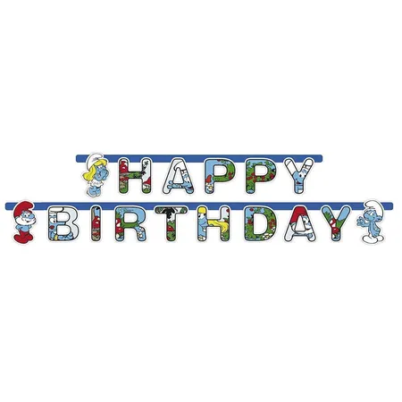 amscan Partykette Schlümpfe Happy Birthday, Länge ca. 1,80 m