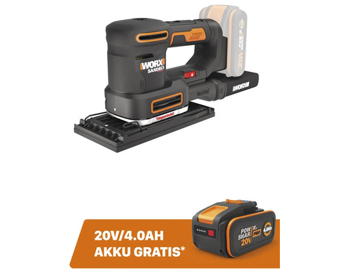 WORX 20V WX820.9 5-in-1 snoerloze multifunctionele schuurmachine, incl. accessoires + GRATIS bonusartikel: 20V accu WA3644 (4,0Ah)