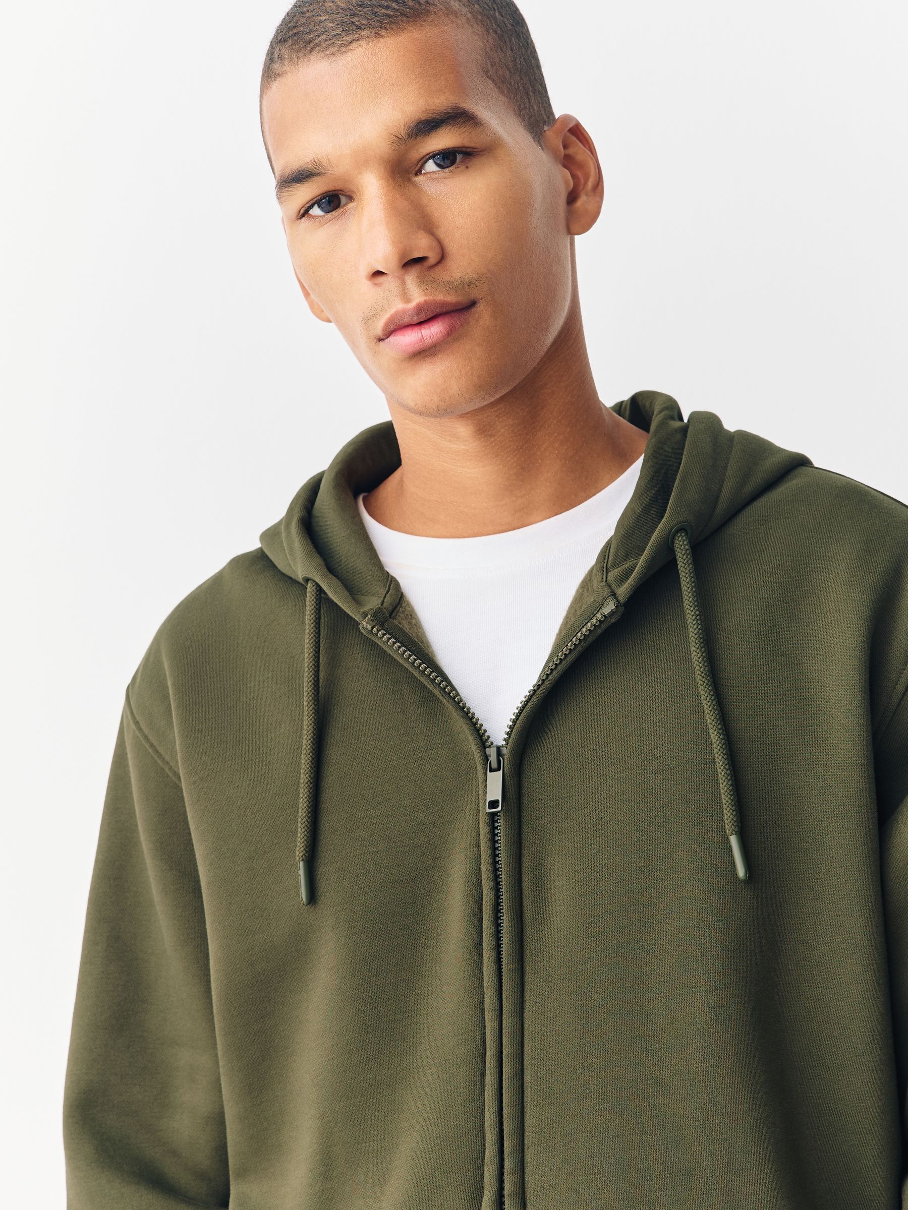 Kakigroen - Cotton Rich Heavyweight Jersey Full Zip Hoodie