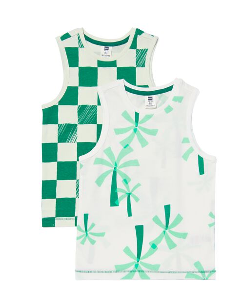 2 débardeurs enfant coton stretch carreaux vert
