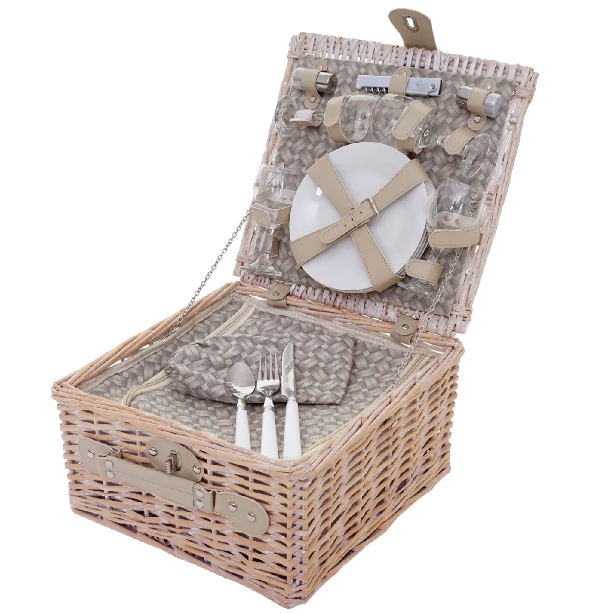 Decoshop26 Panier pique-nique pour 4 personnes - Beige