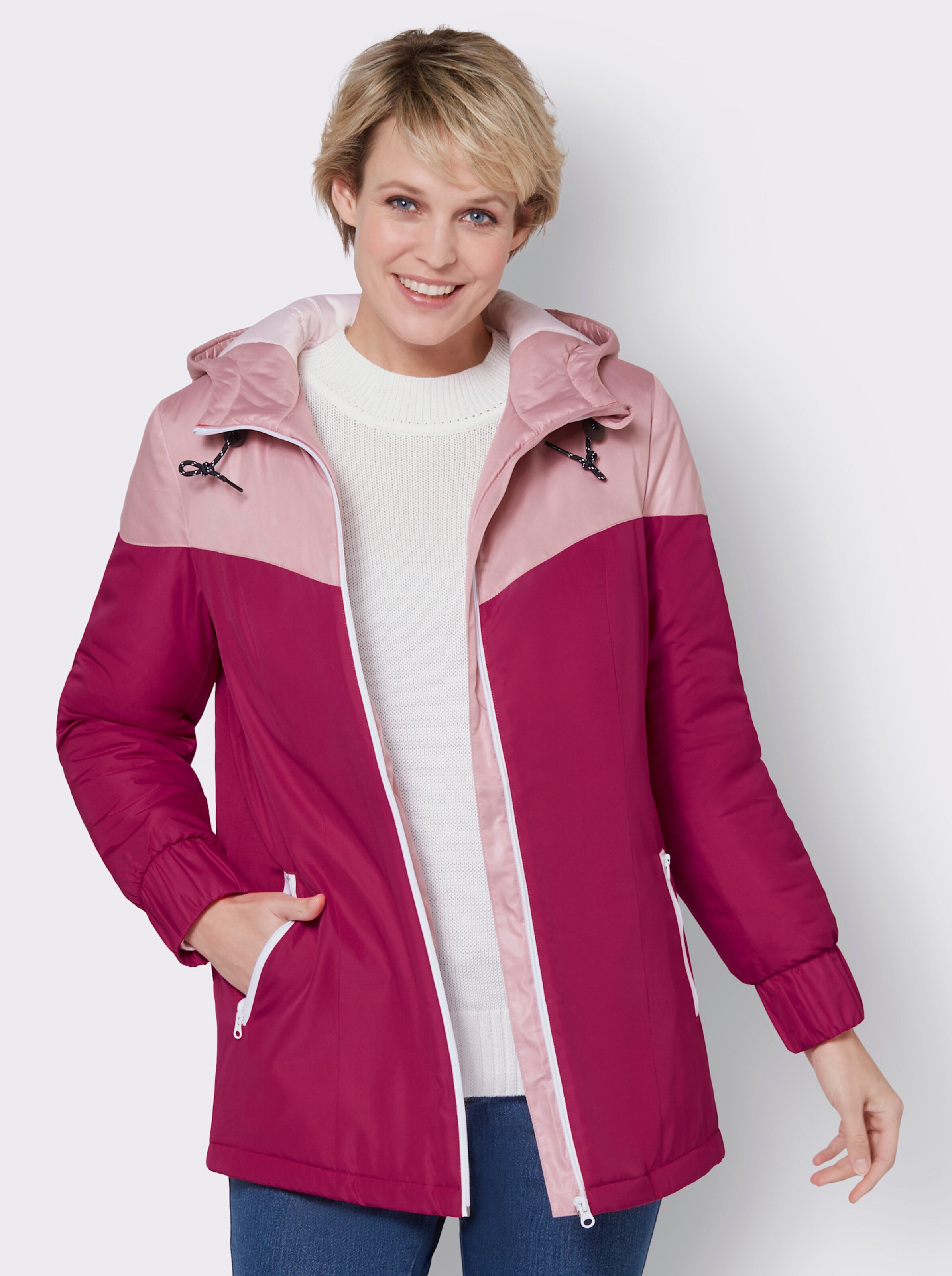 Jacke mit Kapuze, weitenverstellbar