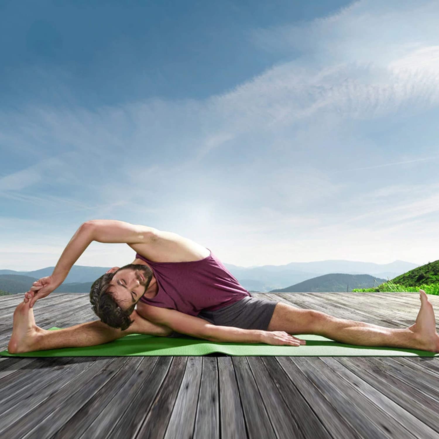(183x61x1cm) Fitness Yogamatte Pilates Gymnastikmatte Workout Übungsmatte - Grün