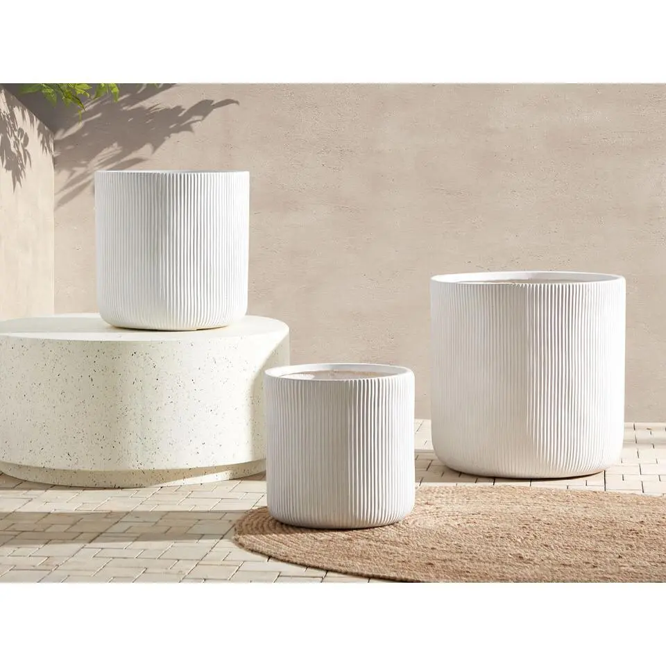 OREOI - Bloempot - Wit - 37 x 37 x 37 cm - Kleivezel