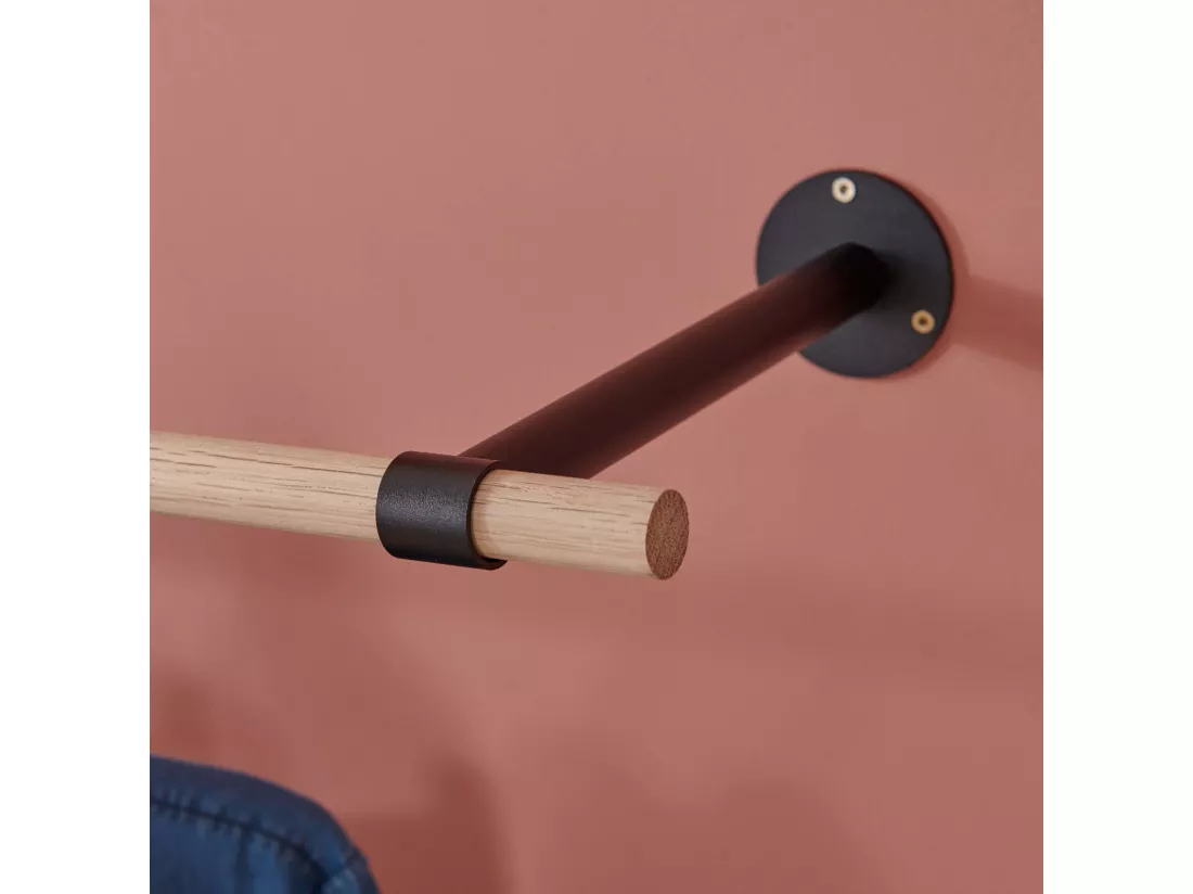 Penderie murale bois et métal noir L100 cm LOLA