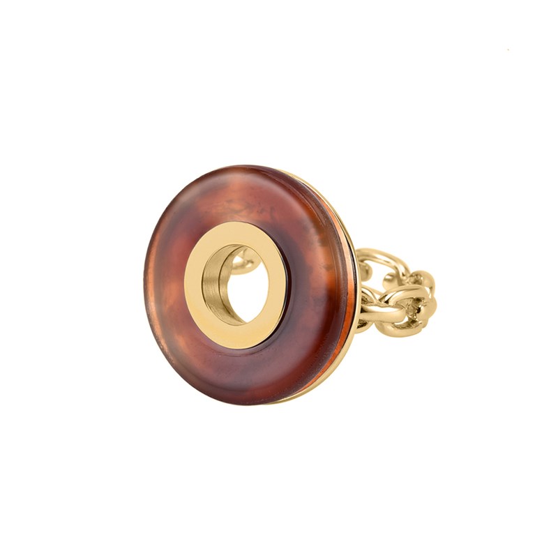 Bague En Argent Doré Cercle Acétate Marron