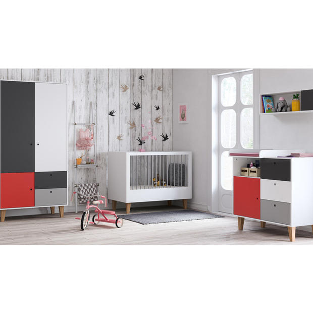 Chambre CONCEPT lit 70x140 commode armoire Rouge - VOX