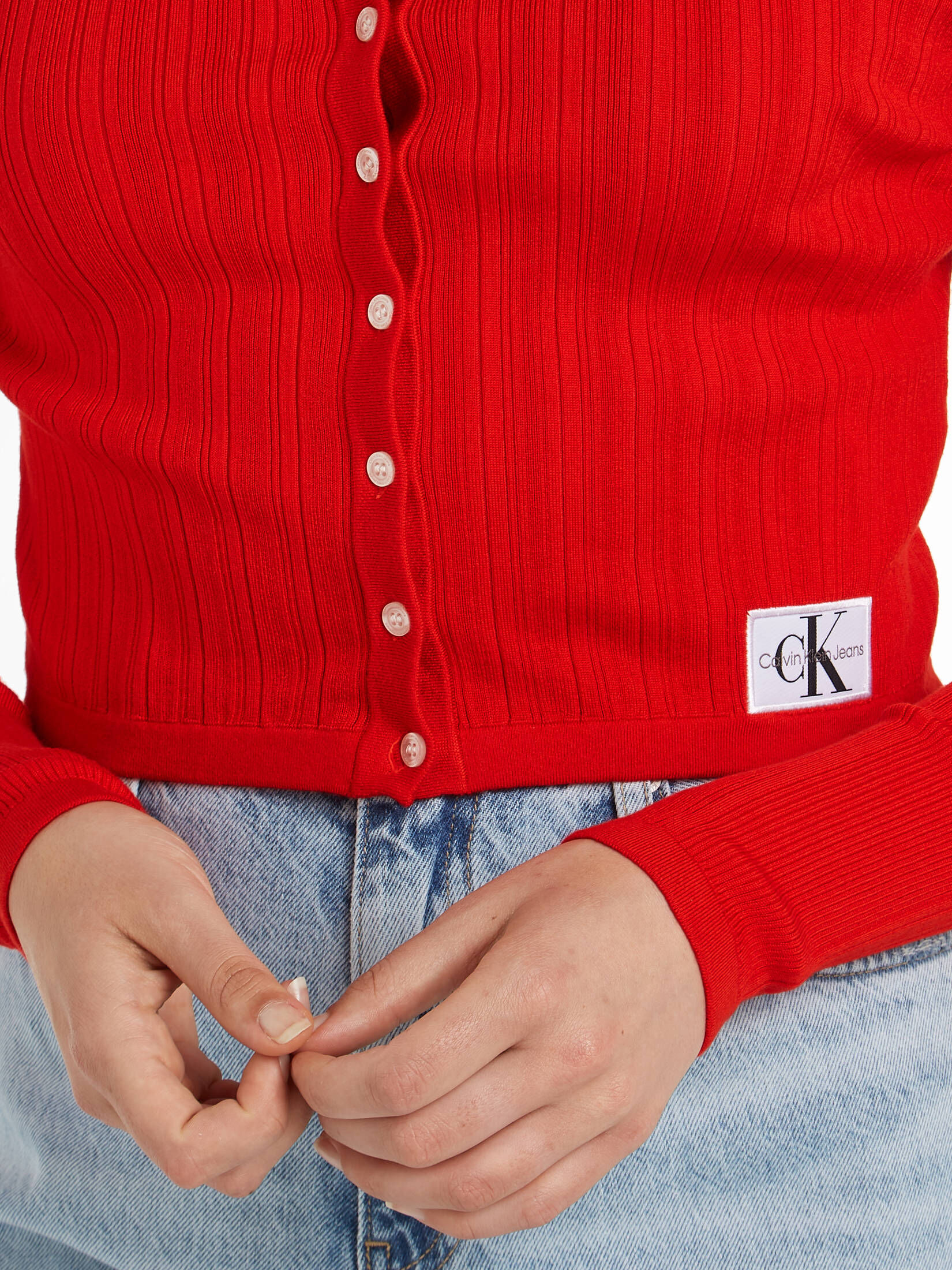 CALVIN KLEIN JEANS| Damen Cardigan aus geripptem Lyocell