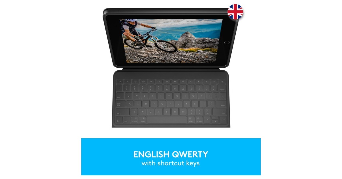 LogitechRugged Folio Keyboard case voor iPad (7e generatie) tablethoes  (Zwart)