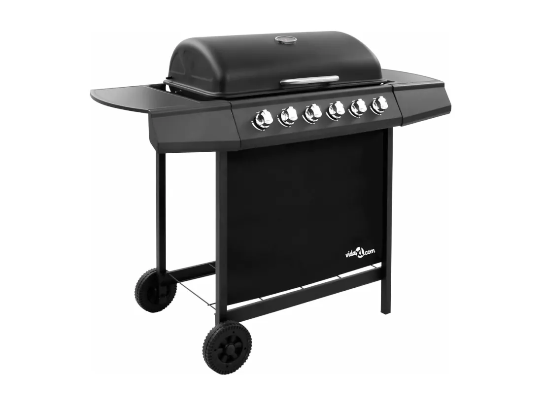 Barbecue gril à gaz avec 6 brûleurs Noir