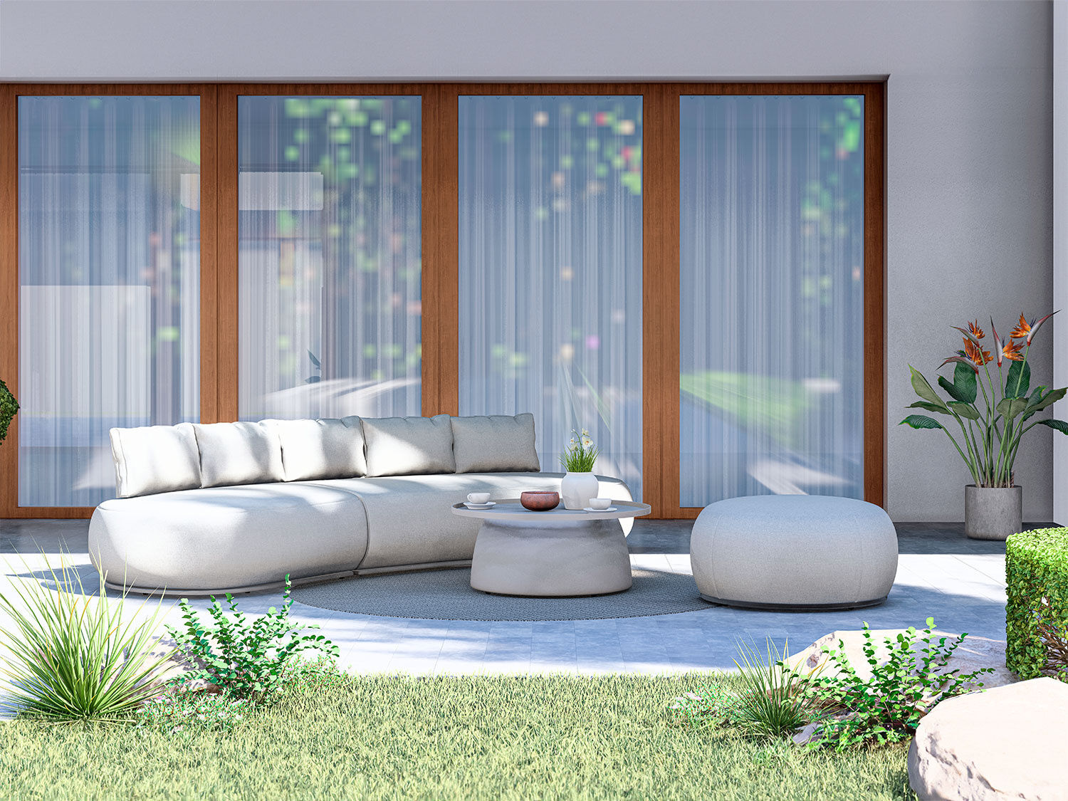 Gartenlounge 4-teilig aus Quick-Dry Spezialpolster
