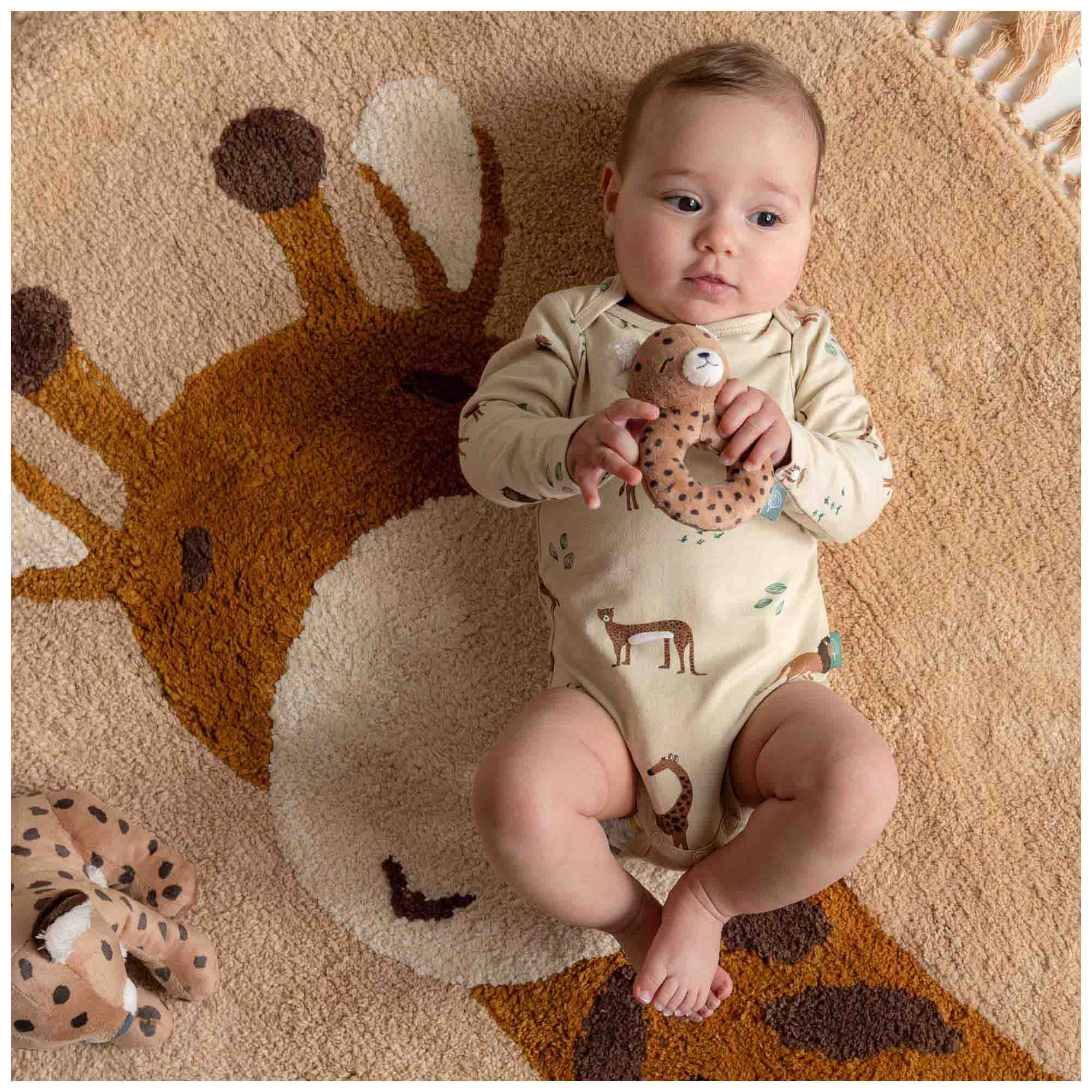 Prénatal romper Savanne lange mouwen dierenprint beige