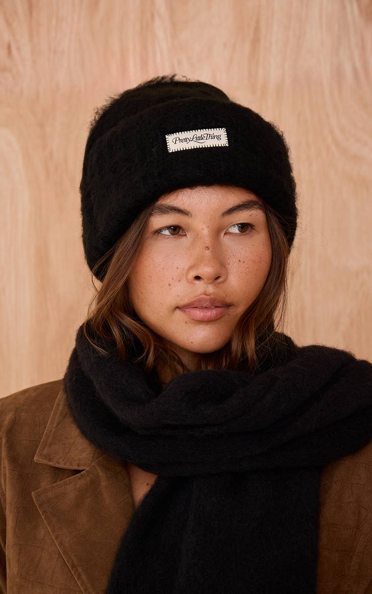 Noir Bonnet Côtelé Épais Moelleux