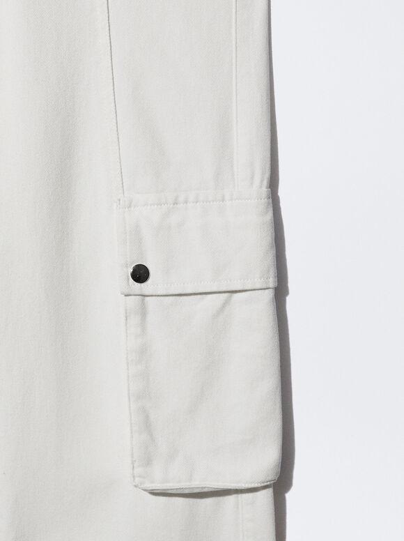 Calça cargo jeans - Branca