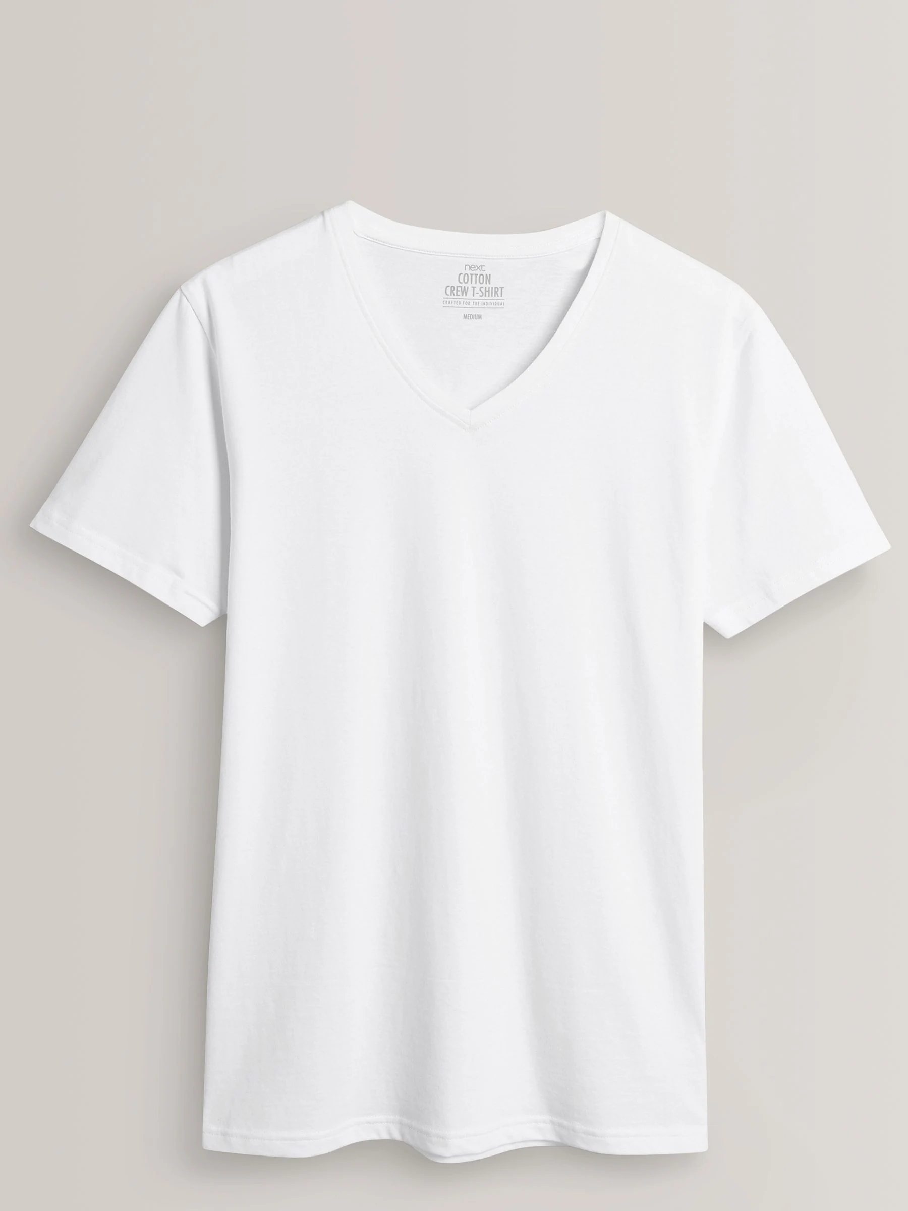 Wit - Verpakking van 5 slim-fit 100% katoenen T-shirts met V-hals en laagjes