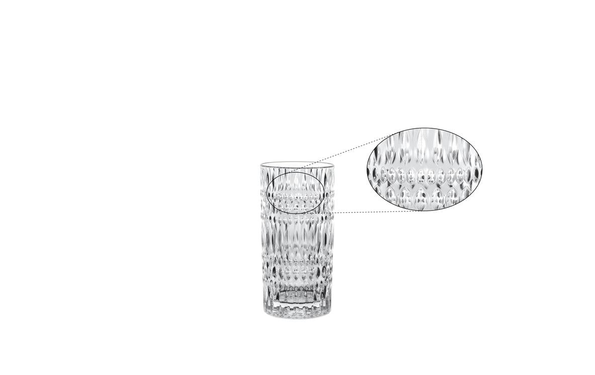 Longdrinkglas Ethno, 4 StückSet mit vier transparenten Longdrinkgläsern aus Kristallglas