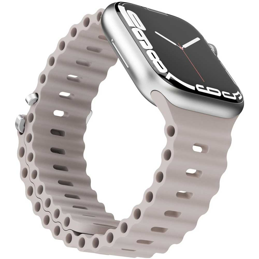 Wave Band Apple Watch (49/46/45/44 mm) Silikon Sport Armband mit Doppelverschluss AWS00081 (Gelenkumfang: 175-260mm) - Cream (Beige)