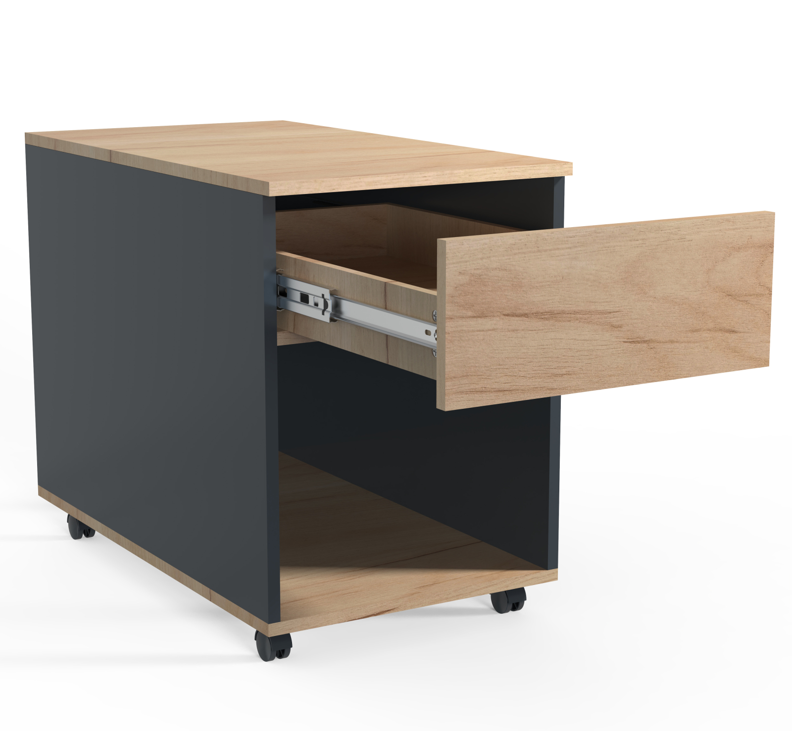 Rollcontainer DALOSA - anthrazit-Honig Eiche - Schublade - 39x70 cm