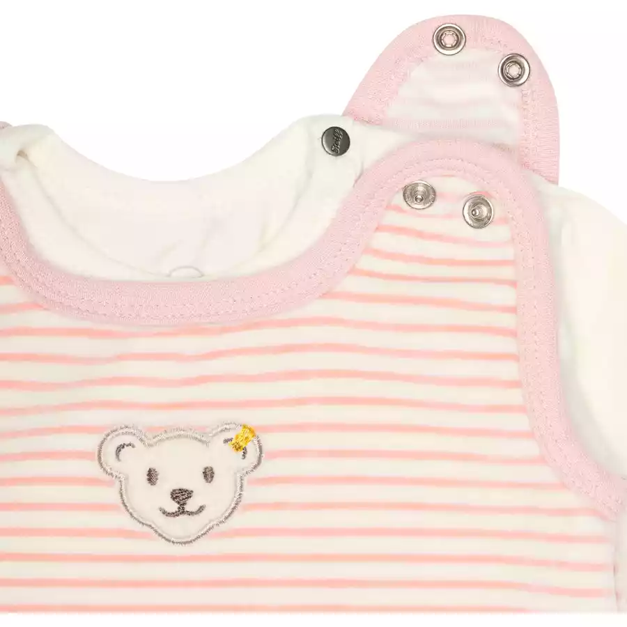 Steiff Strampler-Set Streifen Silver pink