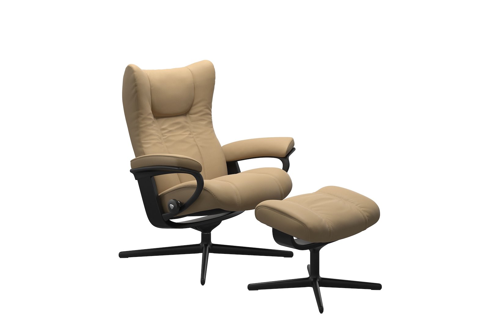 Wing lenestol m/krakk Hud Paloma Sand - Cross Sort - Sort