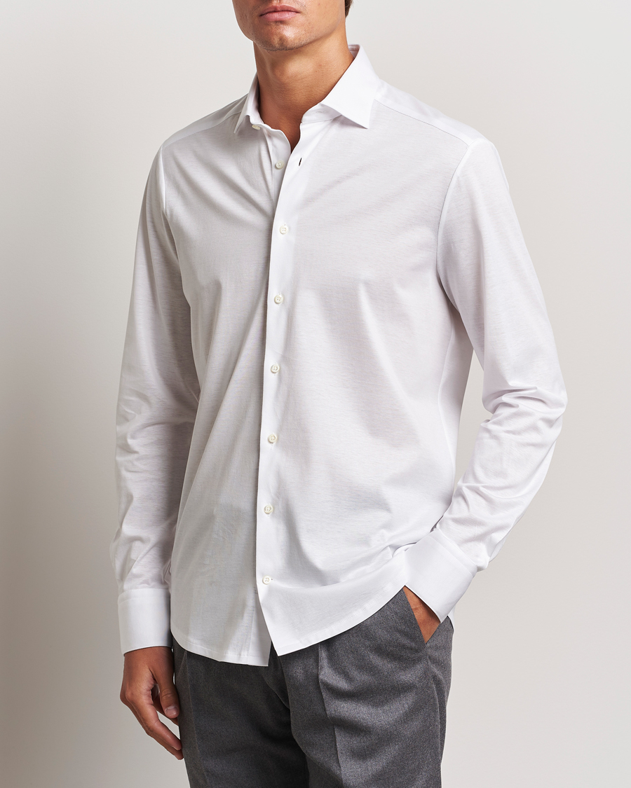 Stenströms Slimline Stretch Jersey Shirt White