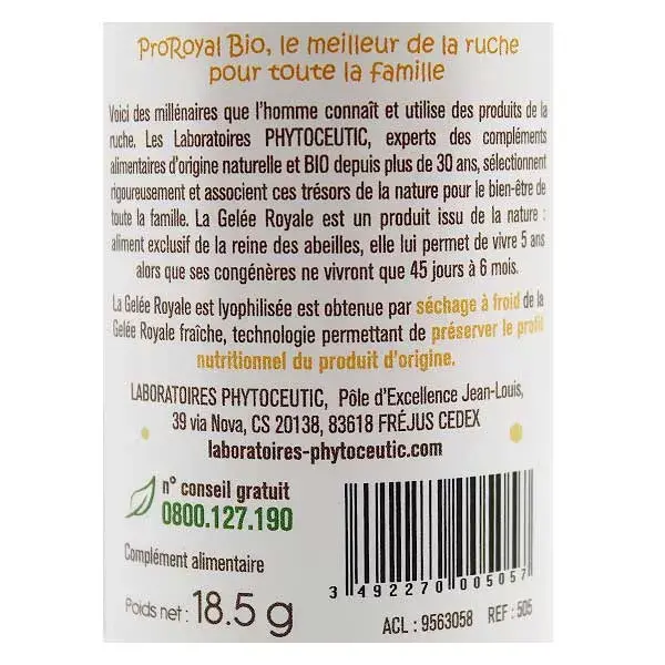 Geleia Real Orgânica Liofilizada Proroyal da Phytoceutic - 60 Cápsulas