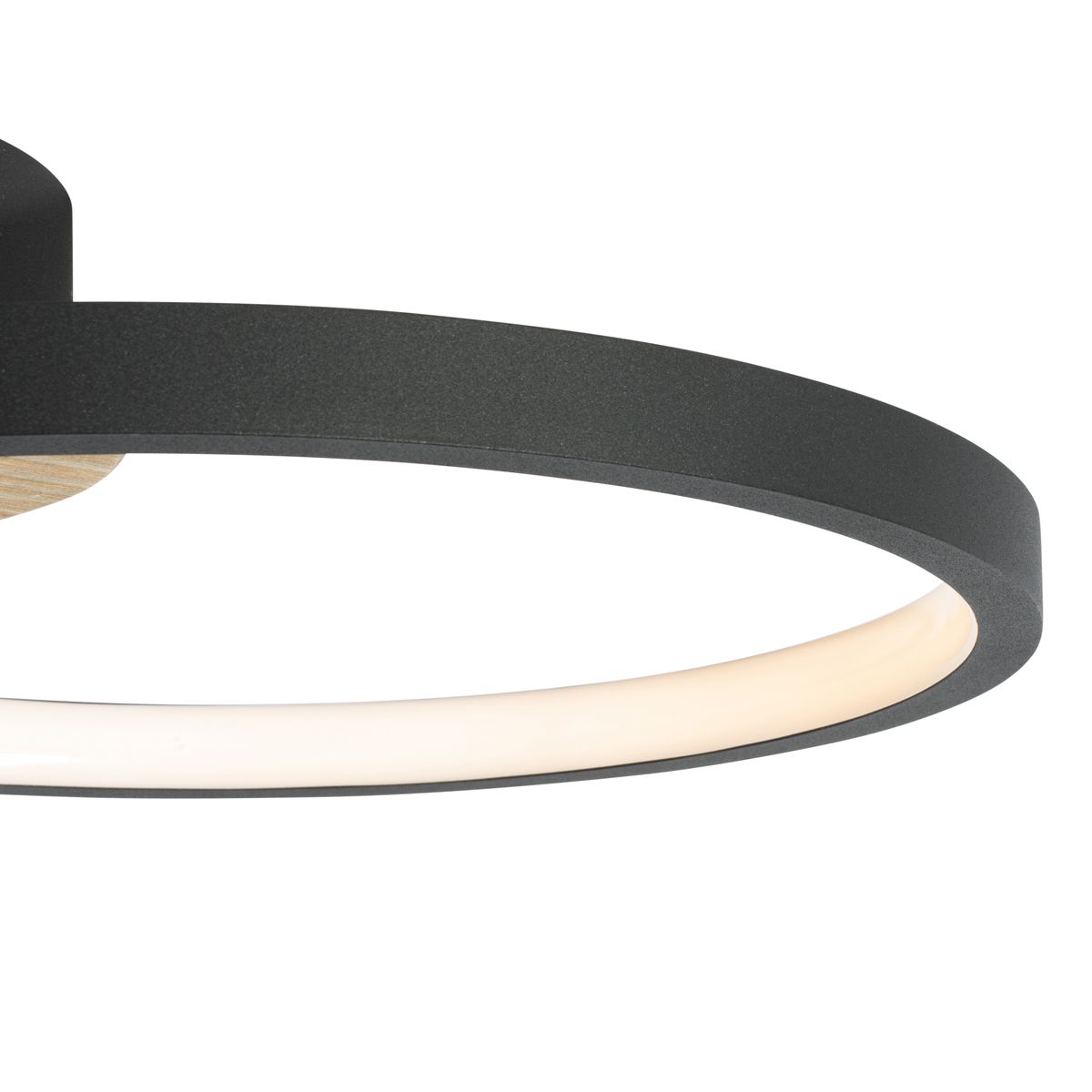 Moderne plafondlamp zwart met hout incl. LED 3-staps dimbaar - Alec