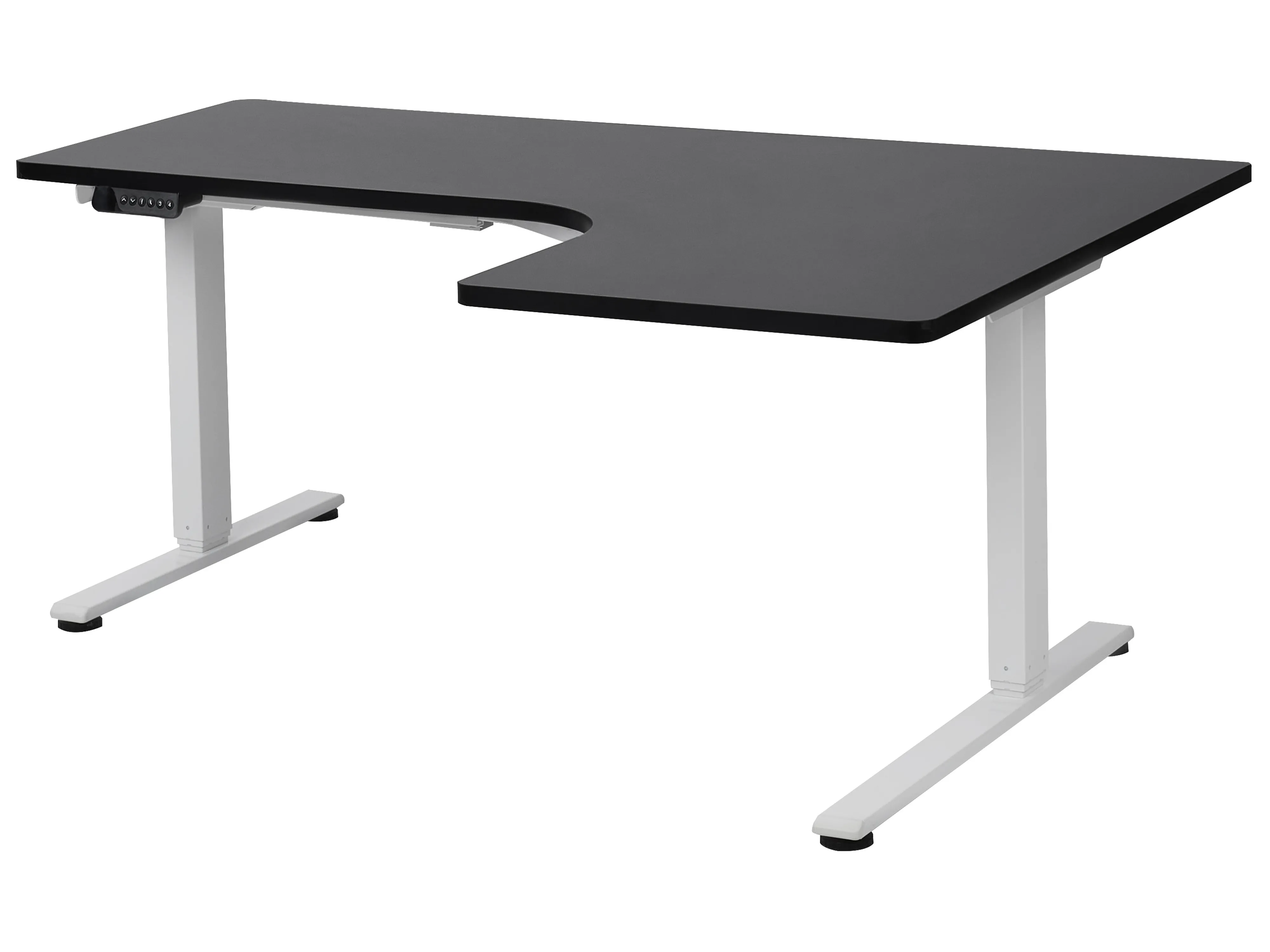 Elektrisch verstelbaar hoekbureau DESTINES Zwart/wit 160 cm 109 cm rechtszijdig