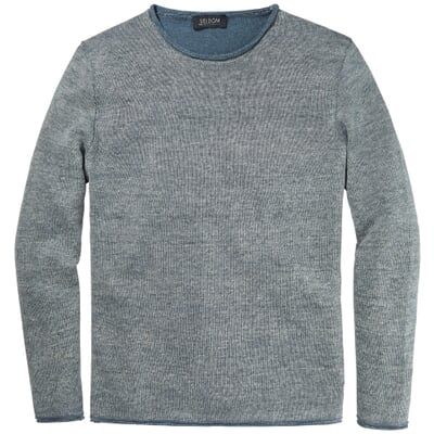 Herren-Rundhalspullover, Grau-Blau