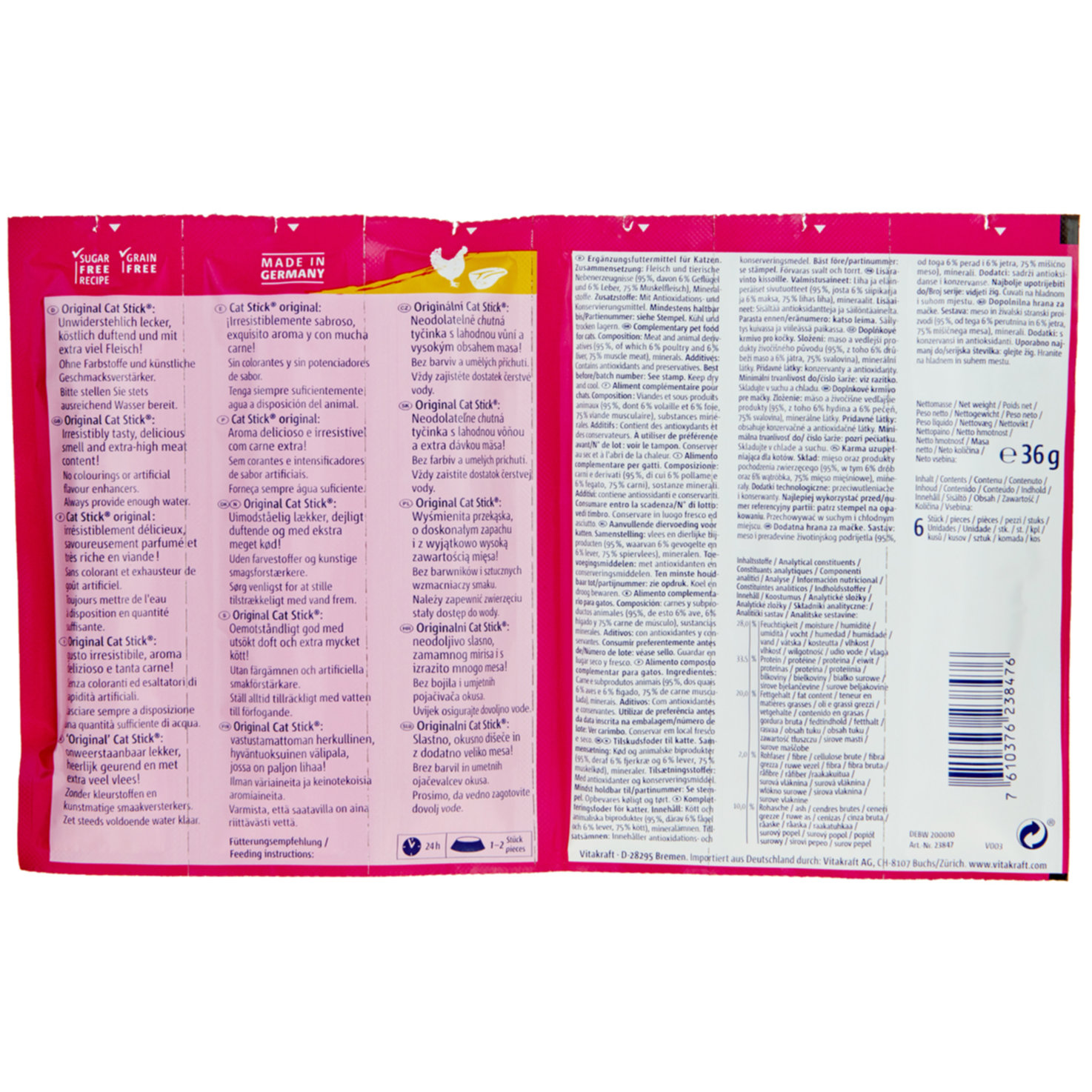 Vitakraft Cat-Stick Katzensnack Geflügel & Leber 6 Stück